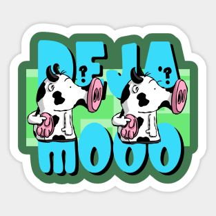 Deja Moo Funny Cartoon Cows Sticker